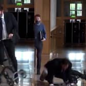 Health secretary Humza Yousaf says he is ‘not sure there is need’ for members of the media to tweet a video of him falling over in Holyrood whilst suffering from an injury.