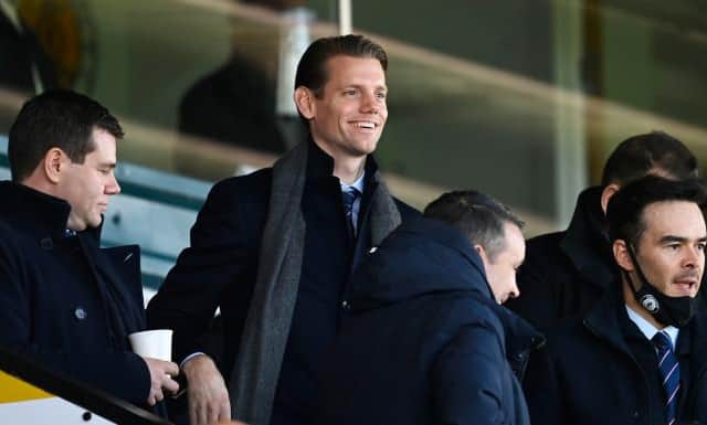 New Rangers assistant manager Dave Vos was in attendance at Livingston on Sunday before he formally takes up his coaching duties with the Scottish champions this week. (Photo by Rob Casey / SNS Group)