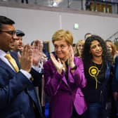 Nicola Sturgeon celebrates with councillors and supporters at the local election count in Glasgow (Picture: Peter Summers/Getty Images)