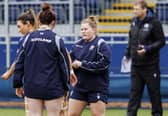 Leah Bartlett prepares for Scotland Women's match against England.