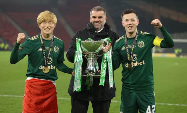 Celtic boss Ange Postecoglou will be hoping Kyogo Furuhashi and Callum McGregor get a break. (Photo by Craig Williamson / SNS Group)