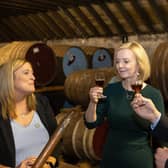 Conservative leadership hopeful Liz Truss and Scottish Tory leader Douglas Ross visit the BenRiach distillery. Picture by Paul Campbell/Getty Images