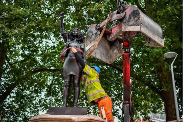 The statue, by artist Marc Quinn, was put up in the early hours of Wednesday.