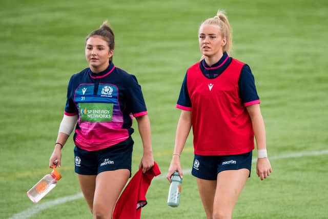Scotland's Evie Willis (left) and Eva Donaldson during a training session at the Oriam,. (Photo by Ross Parker / SNS Group)