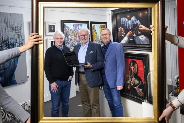 Investor Moray Martin of Tricapital with Bob Corsie and Brian McCrindle of Trademylux. Picture: Ian Georgeson