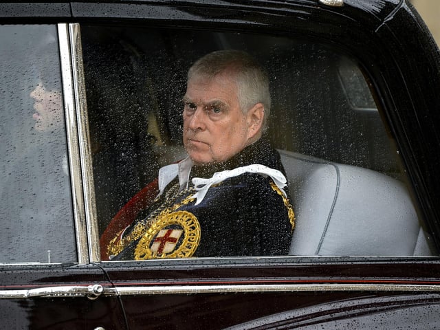The Duke of York departs Westminster Abbey, London, following the Coronation of King Charles III and Queen Camilla.