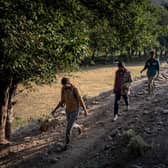 Afghan migrants walk along a path to reach Tatvan city in Turkey after President Joe Biden announced US troops would withdraw from Afghanistan (Picture: Chris McGrath/Getty Images)