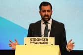 Scottish First Minister and SNP leader Humza Yousaf making his keynote speech during the SNP annual conference at the Event Complex Aberdeen (TECA) in Aberdeen.