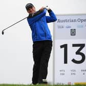 Marc Warren hits his tee shot on the 13th hole during the third round of the Austrian Open at Diamond Country Club, near Vienna. Picture: Stuart Franklin/Getty Images