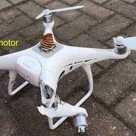 The DJI Phantom 4 RTK unmanned aircraft system rapidly descended and struck the ground near the house in Newtongrange. Pic: AAIB