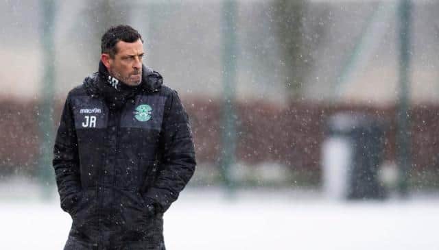 Hibs head coach Jack Ross during Hibs training on December 4. (Photo by Mark Scates / SNS Group)