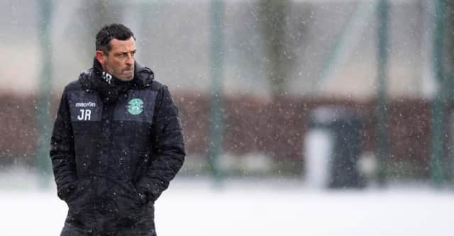 Hibs head coach Jack Ross during Hibs training on December 4. (Photo by Mark Scates / SNS Group)