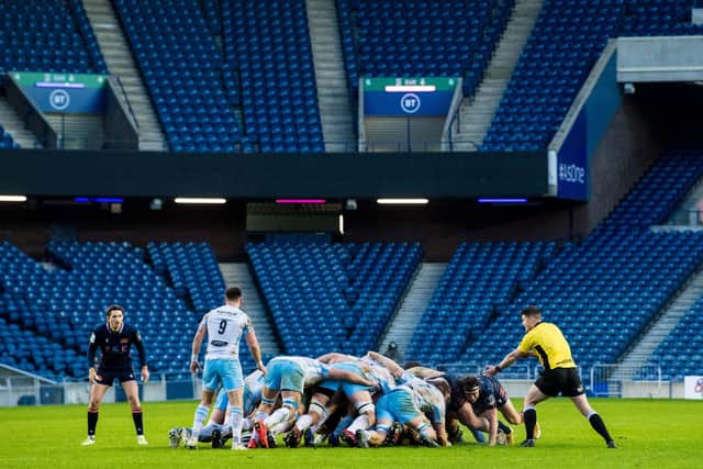 Edinburgh coach Richard Cockerill was unhappy that referee Sam Grove-White didn't follow through on his threat to punish Glasgow Warriors for transgressions at the scrum. Picture: Ross Parker/SNS