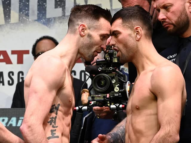 The Josh Taylor vs Jack Catterall weigh in at the Scottish Exhibition and Conference Centre.