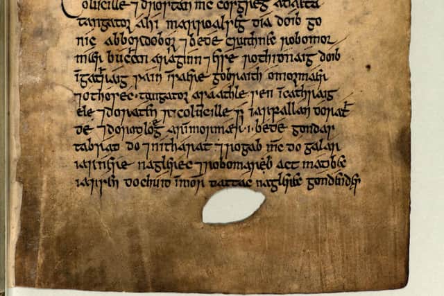 The Book of Deer contains notes in Gaelic, thought to have been added around 200 years after the gospel was first written but believed to be the world's earliest example of the language in writing