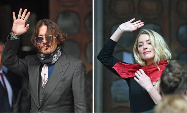 Johnny Depp and actress Amber Heard at the High Court in London for a hearing in his libel case against the publishers of The Sun and its executive editor, Dan Wootton.