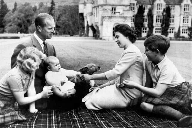 The late Prince Philip, the Queen and some younger royals at Balmoral.
(AFP via Getty Images))