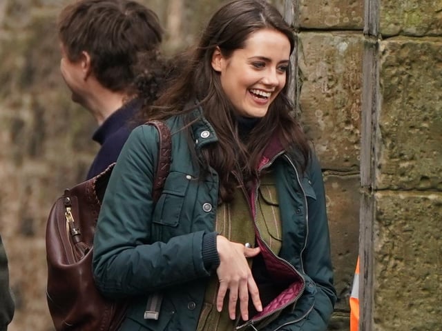 Actress Meg Bellamy, who plays Kate Middleton. Sightings of Dominic West, 53, who is playing William’s father Charles, and Meg Bellamy, 19, who is playing the Princess of Wales, have previously been reported in the town.