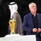 France manager Didier Deschamps walks past the World Cup trophy after the defeat by Argentina in the final.