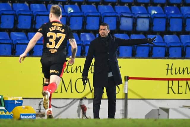 PERTH, SCOTLAND - MARCH 02: Rangers Manager Giovanni van Bronckhorst during a Cinch Premiership match between St Johnstone and Rangers at McDermid Park, on March 02, in Perth, Scotland.  (Photo by Rob Casey / SNS Group)