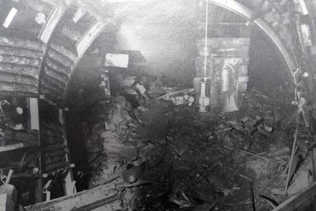 Picture from the report into the Seafield mine disaster in 1973 - the view is the fall from the top end of the face.