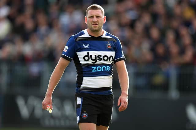 BATH, ENGLAND - OCTOBER 14: Finn Russell of Bath Rugby looks on during the Gallagher Premiership Rugby match between Bath Rugby and Newcastle Falcons at The Recreation Ground on October 14, 2023 in Bath, England. (Photo by Ryan Pierse/Getty Images)