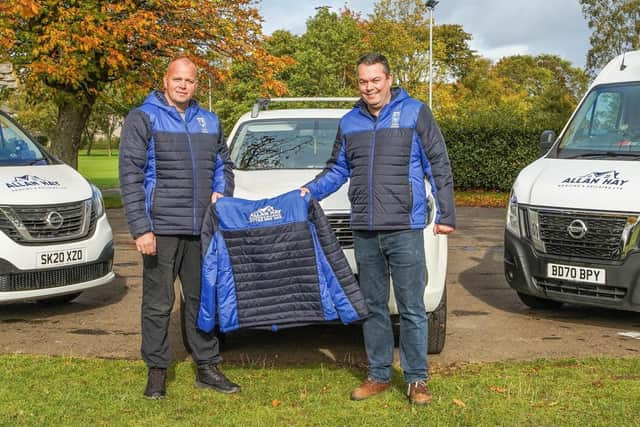 Allan Hay is pictured left with Gavin McQuillan, Penicuik rugby president