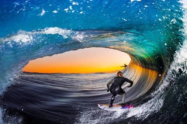 Leroy Bellet’s high-risk approach involves surfing behind another surfer, camera in hand, in waves of consequence PIC: Leroy Bellet