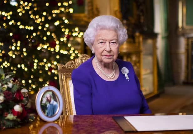 Queen Elizabeth II records her annual Christmas broadcast in Windsor Castle, Berkshire.