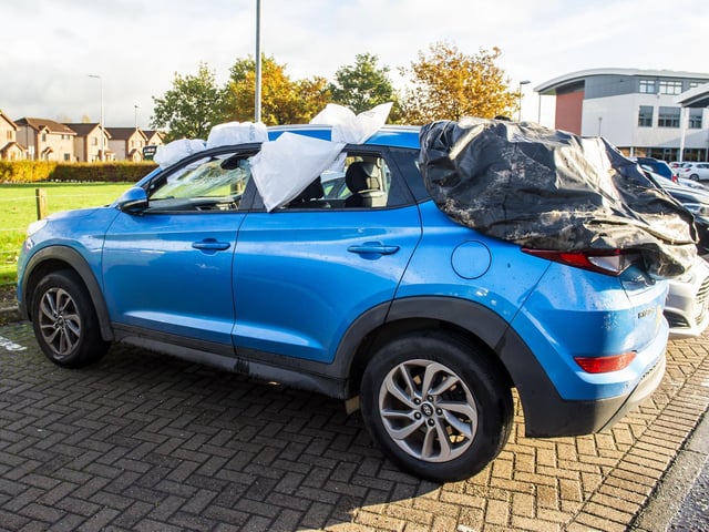 Cars were damaged and drivers were forced to turn back from the fires and a Police Scotland helicopter circled above the area. Picture; Lisa Ferguson