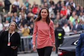 Finnish Prime Minister Sanna Marin arrives for the inaugural meeting of the European Political Community (EPC) at Prague Castle. Picture: Sean Gallup/Getty Images