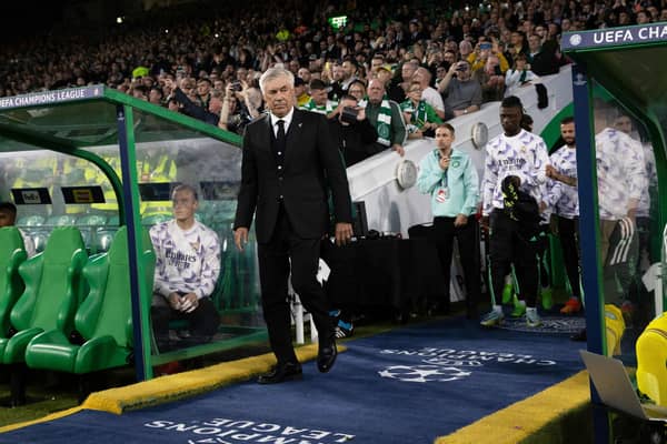 Real Madrid Manager Carlo Ancelotti won at Celtic Park for the first time as a manager.  (Photo by Craig Williamson / SNS Group)