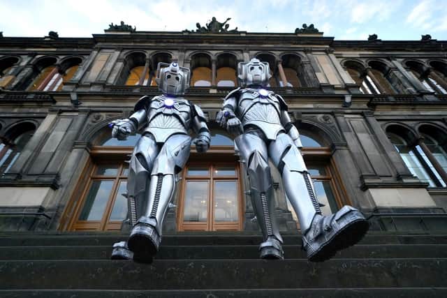 Two Cybermen were keeping guard at the entrance to the National Museum Of Scotland ahead of the opening of its Doctor Who Worlds of Wonder exhibition on Friday. Picture: Andrew Milligan/PA Wire