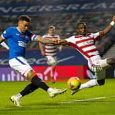 Rangers James Tavernier has a shot on goal during the Scottish Premiership match between Rangers and Hamilton at Ibrox Stadium on November 08, 2020, in Glasgow, Scotland. (Photo by Alan Harvey / SNS Group)