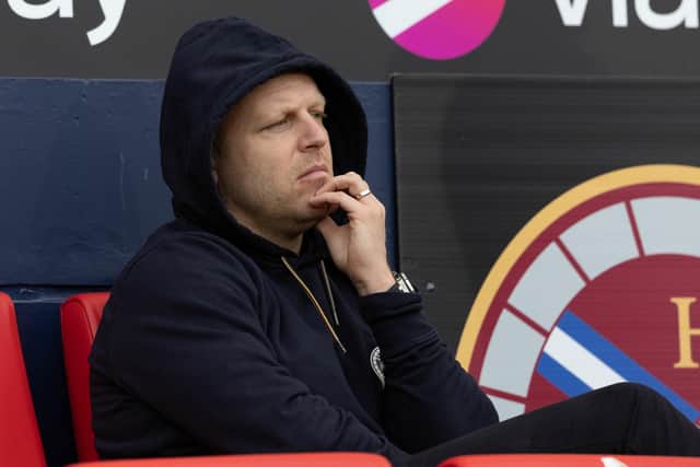 Hearts boss Steven Naismith looks on during the 3-1 defeat by Rangers at Hampden.