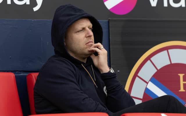 Hearts boss Steven Naismith looks on during the 3-1 defeat by Rangers at Hampden.