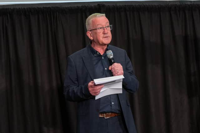 Allan Little, chair of the Edinburgh International Book Festival, speaking at the launch of its 2024 programme. Picture: Roberto Ricciuti