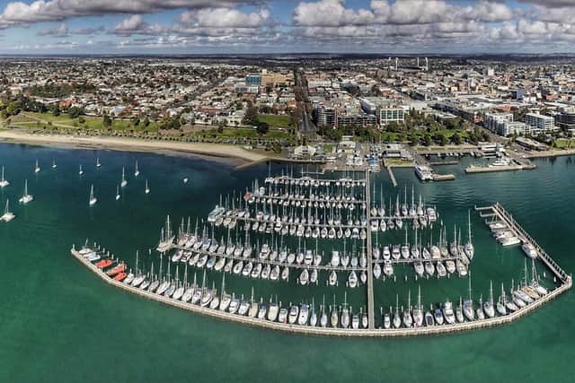 An aerial view of Geelong waterfront today. PIC: Bob T/CC/
