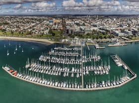 An aerial view of Geelong waterfront today. PIC: Bob T/CC/