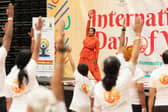 Attendees enjoying the International Yoga Day event
