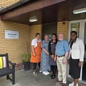 Colin Beattie, Member of Scottish Parliament (MSP) for Midlothian North and Musselburgh at HC-One Scotland’s Drummohr Care Home with Priscillah Musenga, Home Manager at HC-One Scotland’s Drummohr Care Home and colleagues