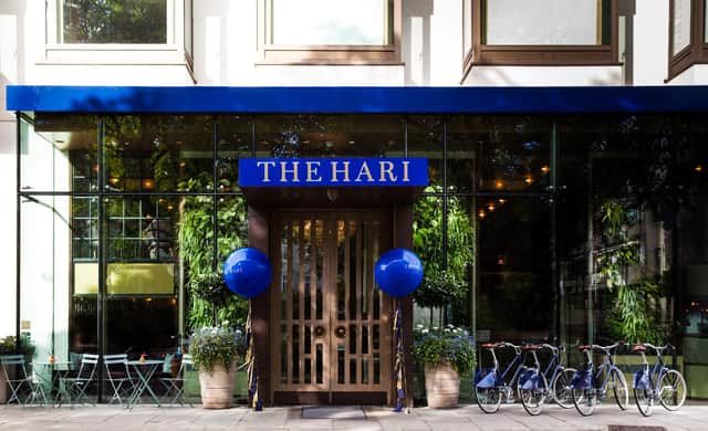The distinctive blue exterior of The Hari hotel in Belgravia, a five-star property located a short walk from Sloane Square Tube station, Pic: Contributed