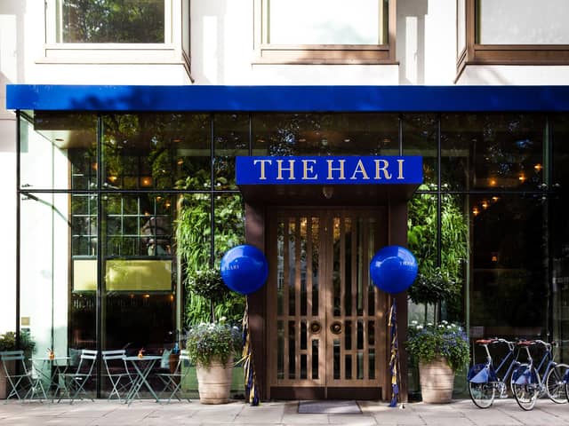 The distinctive blue exterior of The Hari hotel in Belgravia, a five-star property located a short walk from Sloane Square Tube station, Pic: Contributed