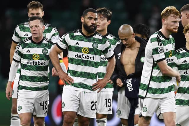 Celtic's Cameron Carter-Vickers looks dejected after his error led to Lazio's late winner. (Photo by Rob Casey / SNS Group)