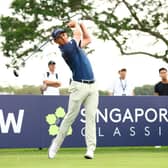 Grant Forrest tees off on the first hole in the opening round of the Singapore Classic at Laguna National Golf Resort Club. Picture: Yong Teck Lim/Getty Images.