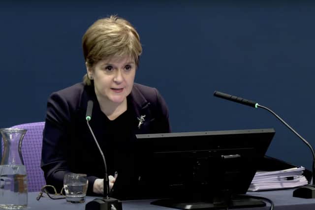 Nicola Sturgeon gives evidence at the UK Covid-19 Inquiry in Edinburgh. Picture: UK Covid-19 Inquiry