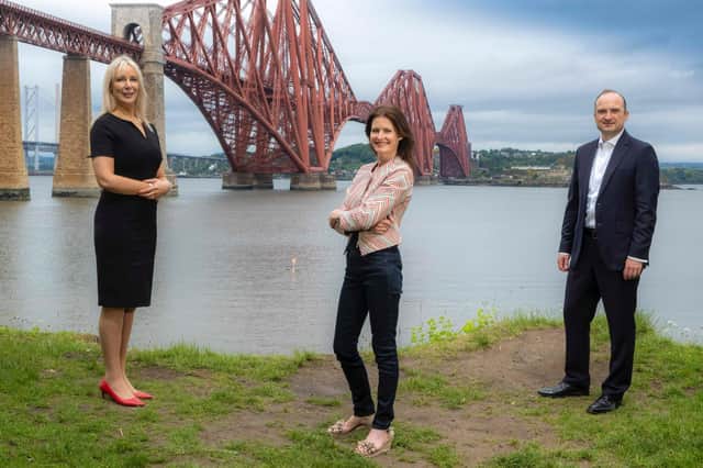 Left to right: Joanne Lecky, newly-appointed managing director of Murgitroyd’s trade mark group; Helen Archibald, the company’s new chief operating officer; and Gordon Stark, chief executive. Picture: Peter Devlin