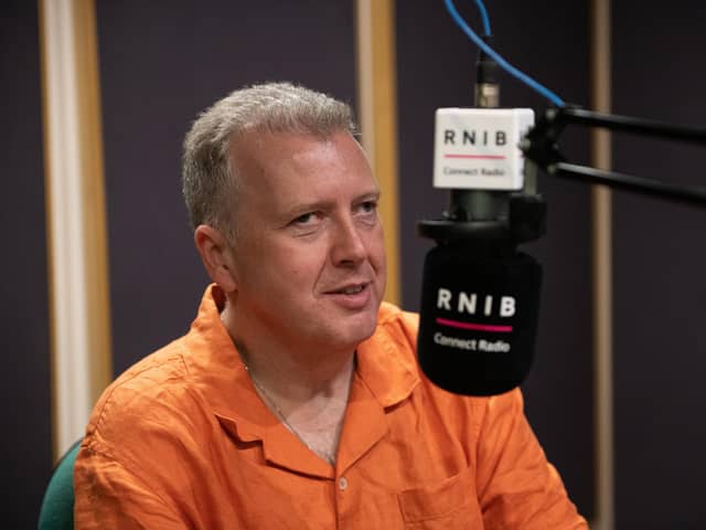 Presenter Allan Russell, the first voice heard on RNIB Connect Radio and still at the station 20 years on. Picture: Richard Bailey
