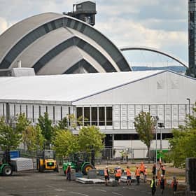 Work is underway to prepare the site of the COP26 climate summit at Glasgow's SEC campus. Picture: Jeff J Mitchell/Getty Images