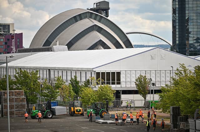 Work is underway to prepare the site of the COP26 climate summit at Glasgow's SEC campus. Picture: Jeff J Mitchell/Getty Images